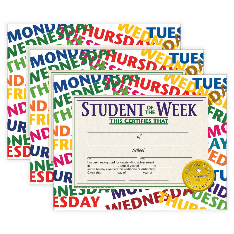 FLIPSIDE Hayes Publishing Student of the Week Certificate, 8.5" x 11", 30 Per Pack, 3 Packs