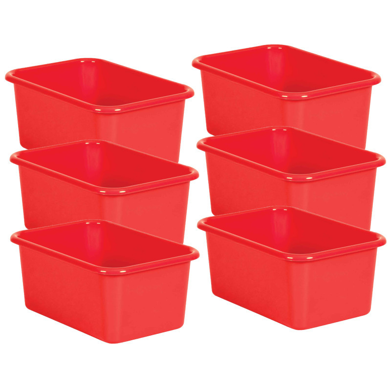 TEACHER CREATED RESOURCES Teacher Created Resources® Red Small Plastic Storage Bin, Pack of 6