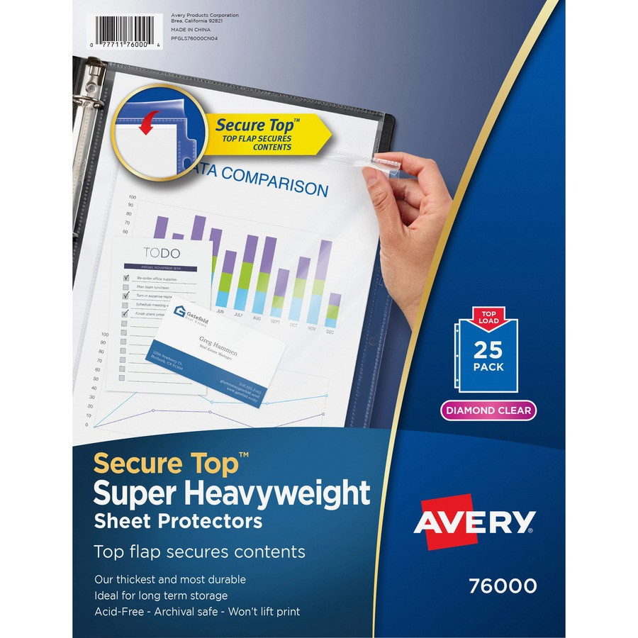 Avery Avery&reg; 76000BD Avery&reg; Secure Top Sheet Protectors