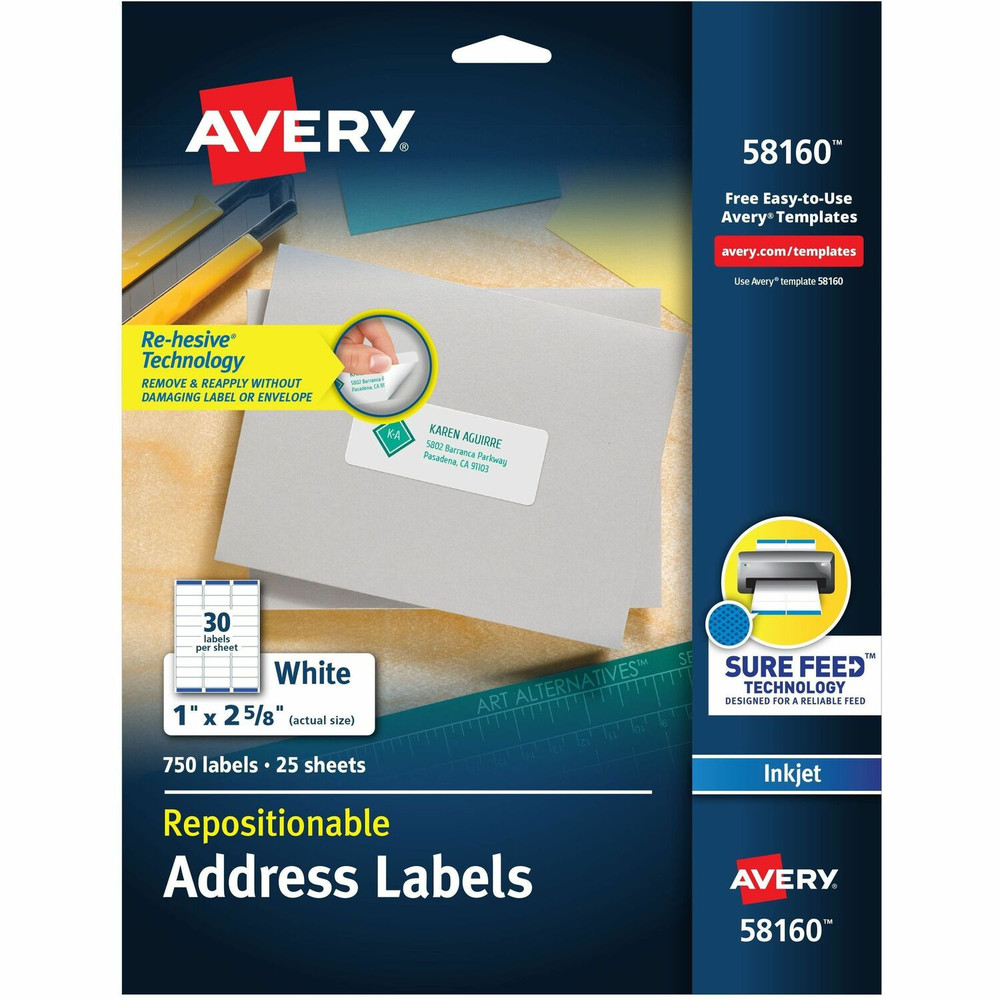 Avery Avery&reg; 58160 Avery&reg; Repositionable Address Labelss - Sure Feed Technology