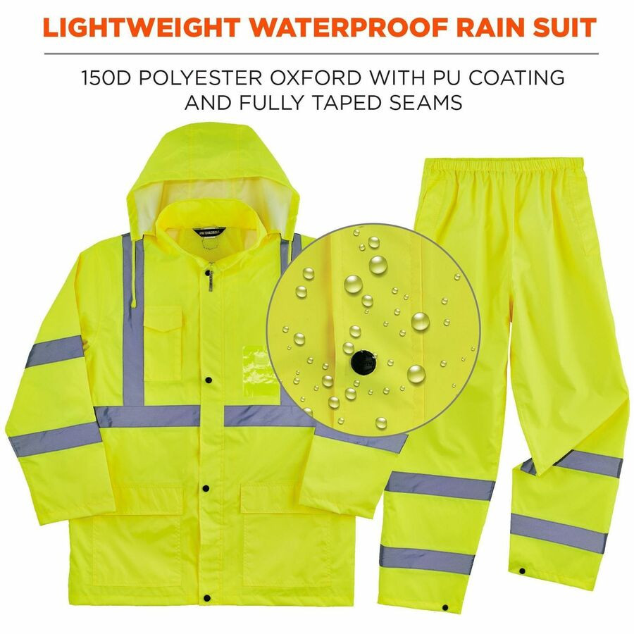 Tenacious Holdings, Inc Ergodyne 25436 Ergodyne GloWear 8376K Hi-Vis Rain Suit Kits