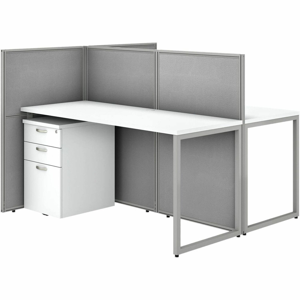 Bush Industries, Inc Bush Business Furniture EOD460SWH-03K Bush Business Furniture Easy Office 60W 2 Person Cubicle Desk with File Cabinets and 45H Panels