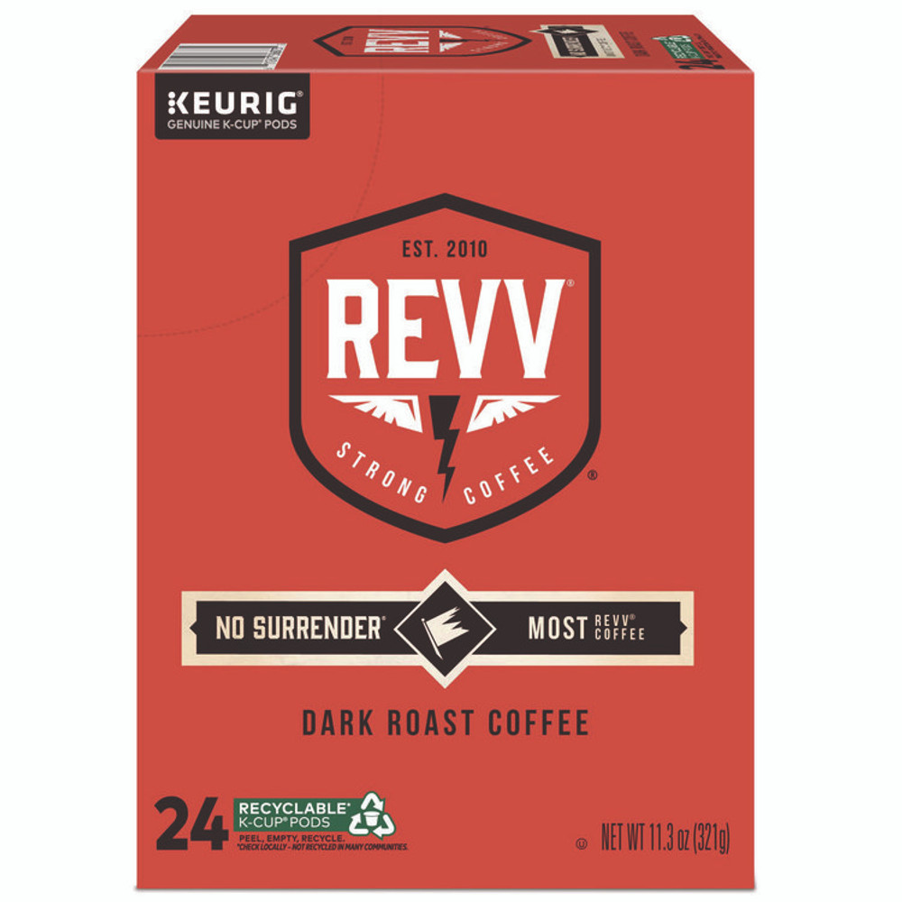 KEURIG DR PEPPER revv® 6873 NO SURRENDER K-Cup, Dark Roast, K-Cup, 24/Box