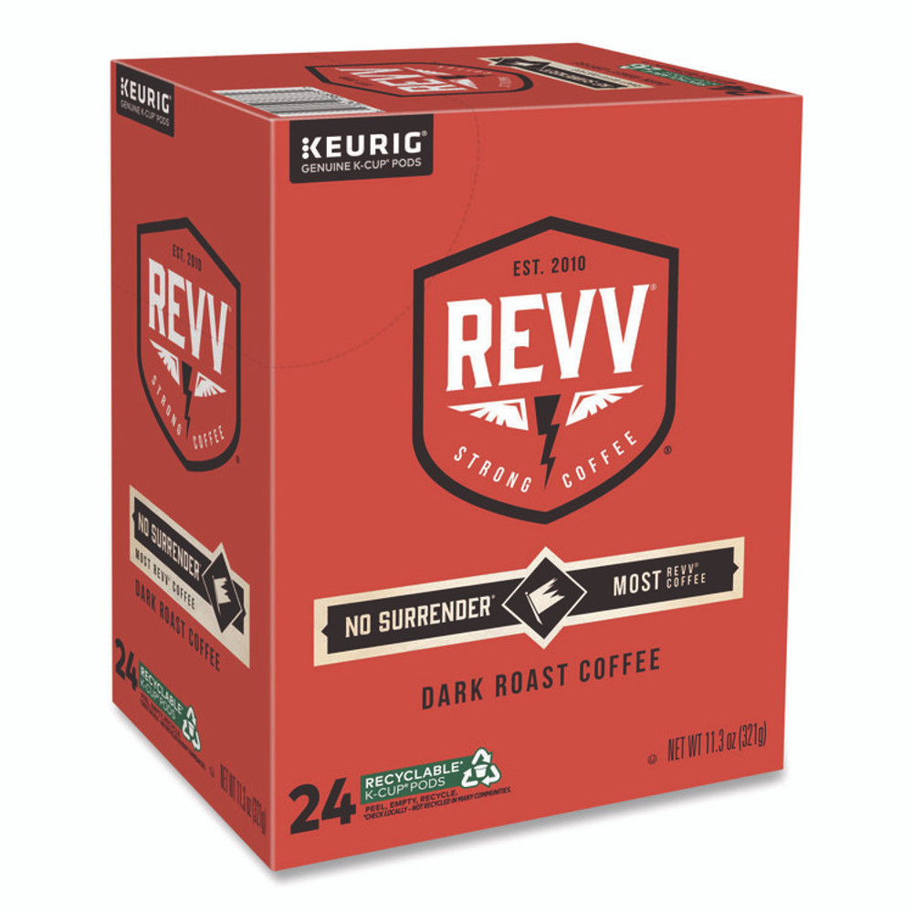 KEURIG DR PEPPER revv® 6873 NO SURRENDER K-Cup, Dark Roast, K-Cup, 24/Box
