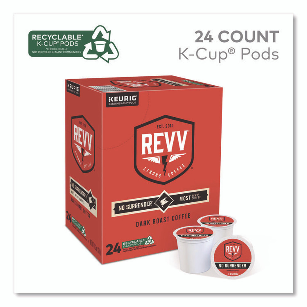 KEURIG DR PEPPER revv® 6873 NO SURRENDER K-Cup, Dark Roast, K-Cup, 24/Box