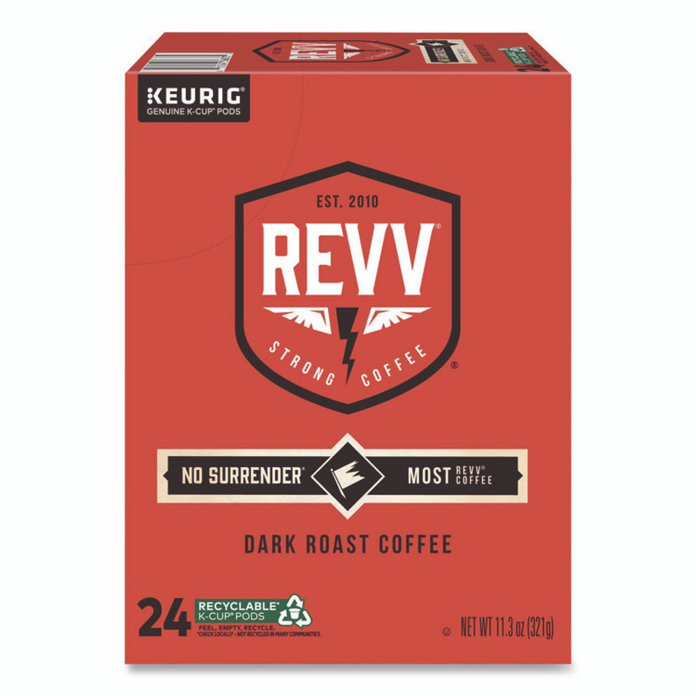 KEURIG DR PEPPER revv® 6873 NO SURRENDER K-Cup, Dark Roast, K-Cup, 24/Box