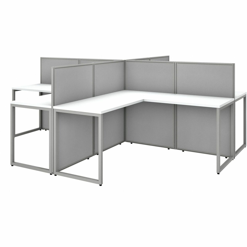 Bush Industries, Inc Bush Business Furniture EOD760WH-03K Bush Business Furniture Easy Office 60W 4 Person L Shaped Cubicle Desk Workstation with 45H Panels