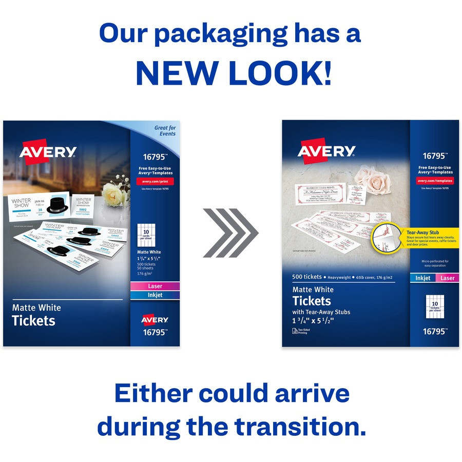 Avery Avery&reg; 16795 Avery&reg; Blank Printable Perforated Raffle Tickets - Tear-Away Stubs