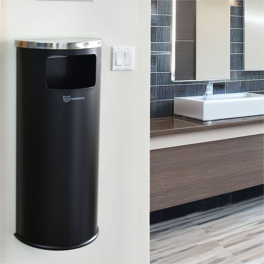 HLS Commercial HLSC01G09B HLS Commercial 9-Gallon Half-Round Side-Entry Trash Can