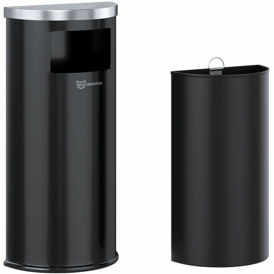 HLS Commercial HLSC01G09B HLS Commercial 9-Gallon Half-Round Side-Entry Trash Can
