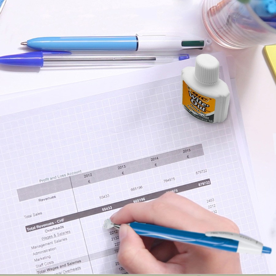 BIC WOFQD12-WHI BIC Quick Dry Correction Fluid, White, 12 Pack