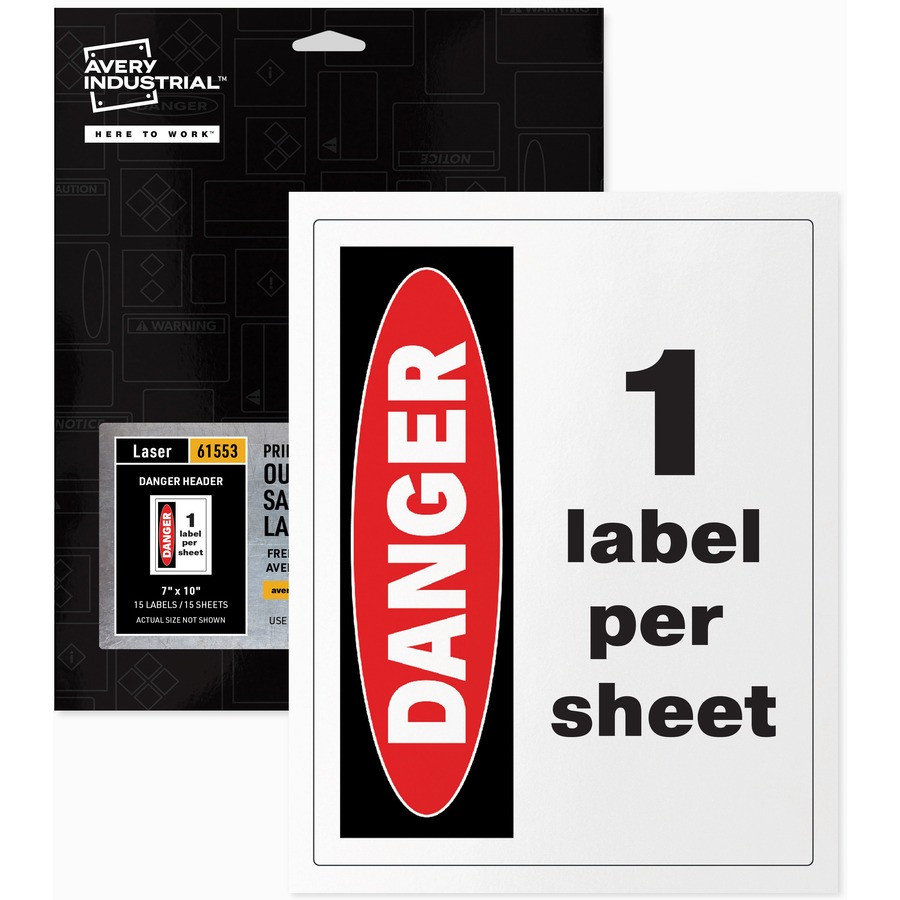 Avery Avery&reg; 61553 Avery&reg; Danger Header Printable Outdoor Vinyl Signs