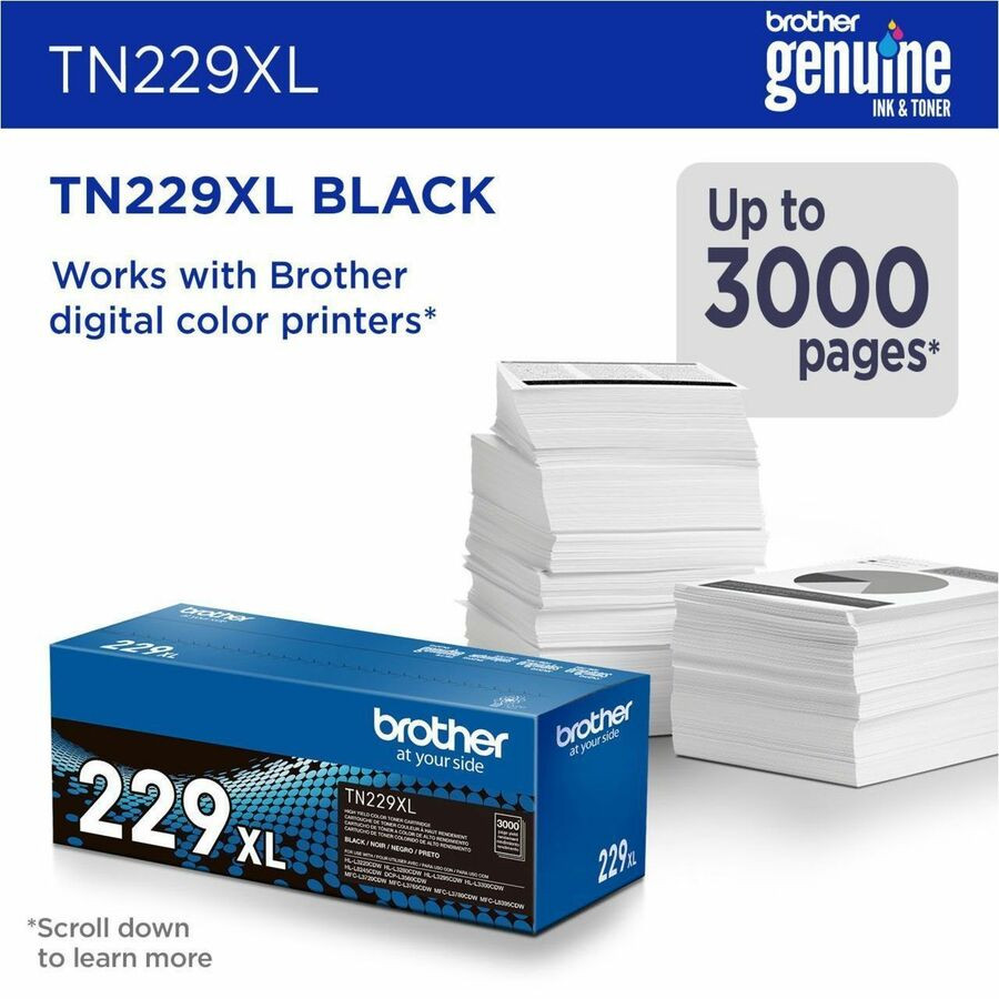 Brother Industries, Ltd Brother TN229XLBK Brother Genuine TN229XLBK High-yield Black Toner Cartridge