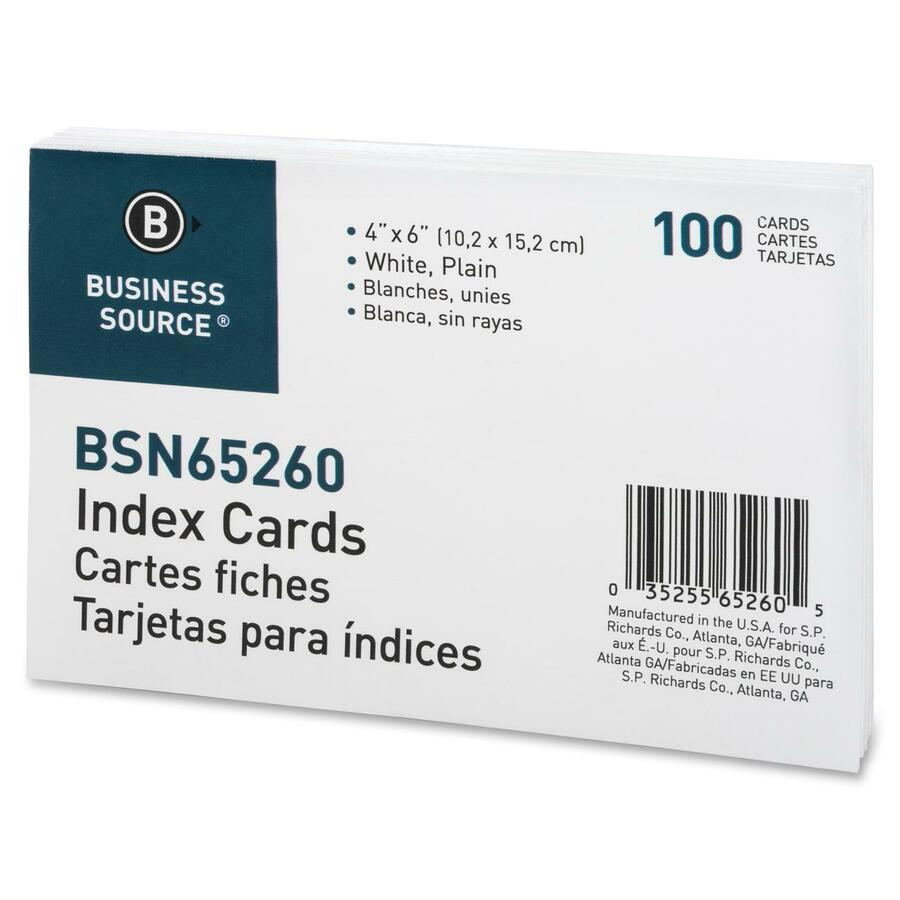 Business Source 65260 Business Source Plain Index Cards