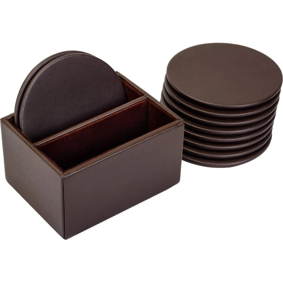 Dacasso Limited, Inc Dacasso A3435 Dacasso Leather Round Coaster Set