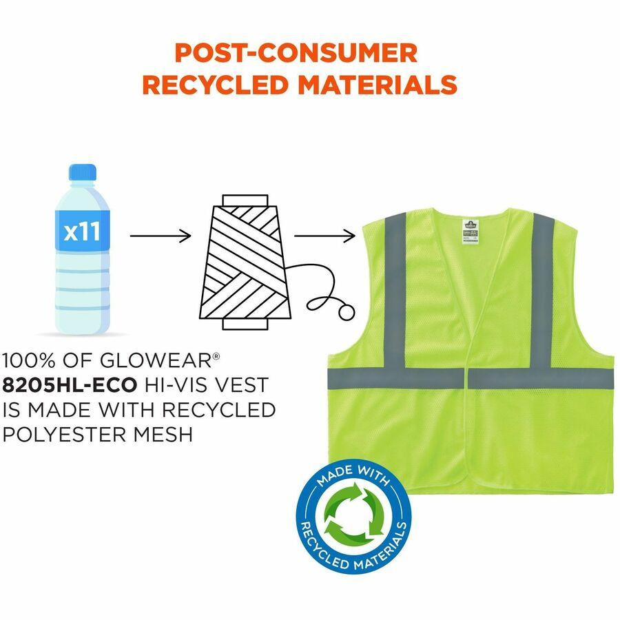 Tenacious Holdings, Inc Ergodyne 21983 Ergodyne GloWear 8205HL-ECO Recycled Hi-Vis Vests