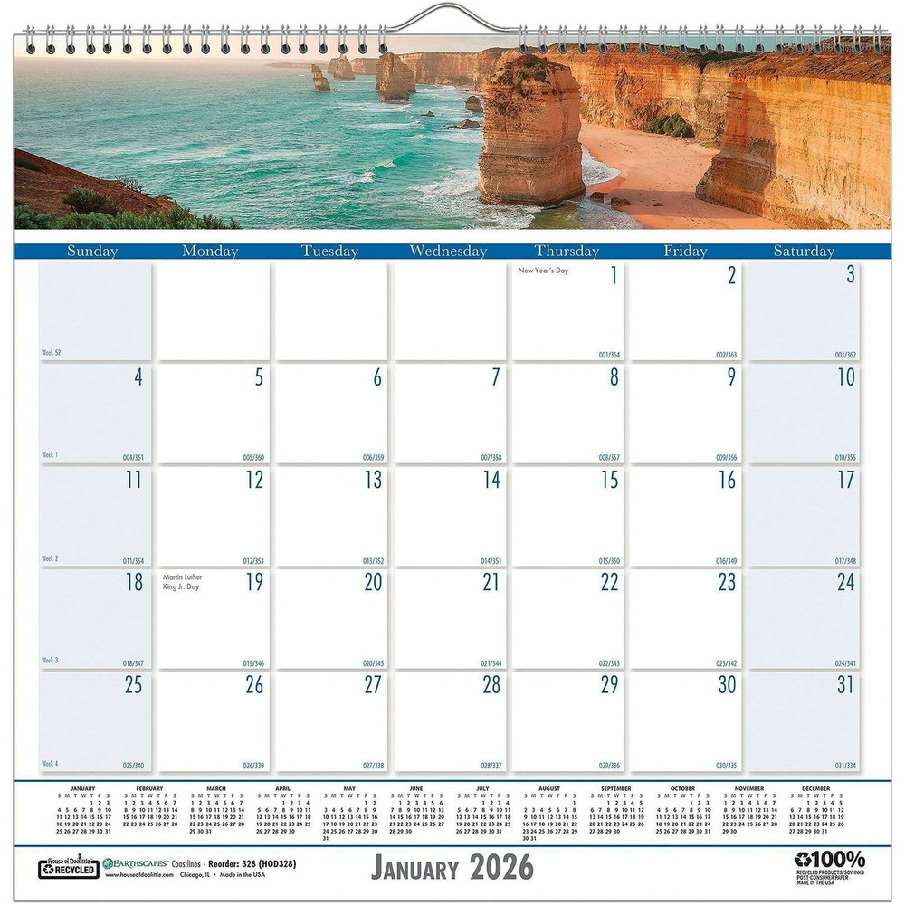 House of Doolittle 328 House of Doolittle Coastlines Monthly Wall Calendar