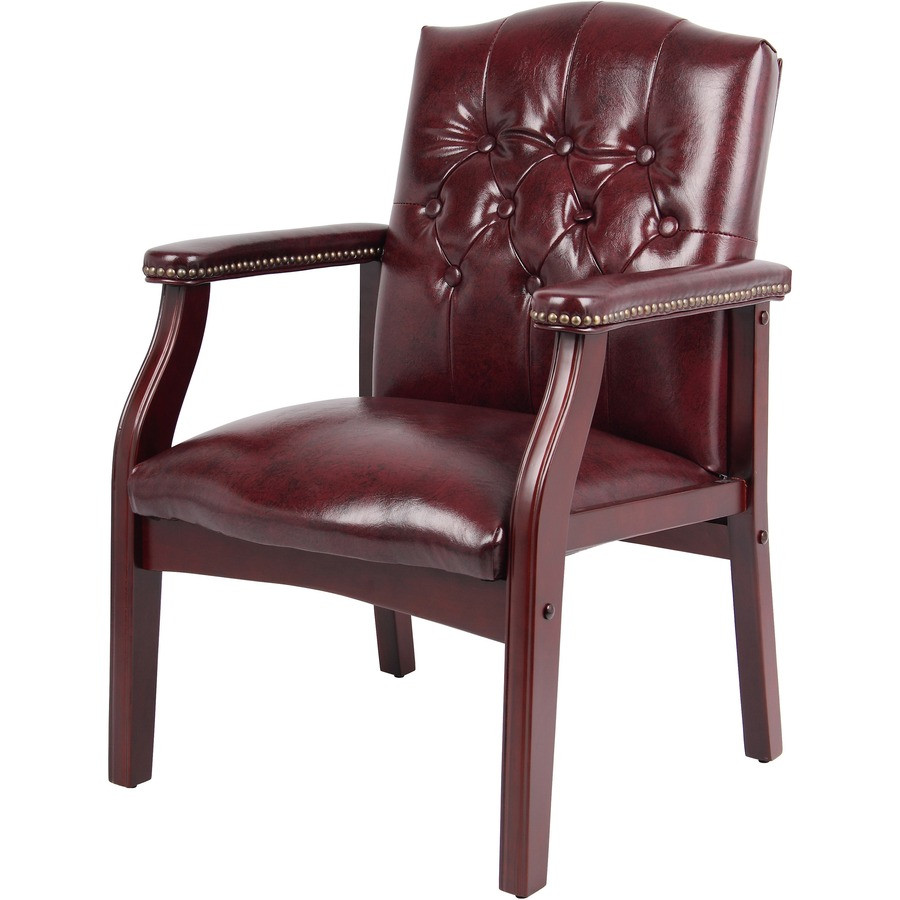 Norstar Office Products Inc Boss B959-BY Boss Traditional Oxblood Vinyl Guest Chair with Mahogany Finish
