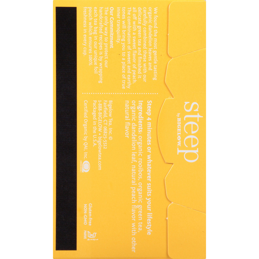 Bigelow Tea Company Bigelow 17715 Bigelow Organic Dandelion & Peach Rooibos & Green Tea Herbal Tea, Green Tea Bag