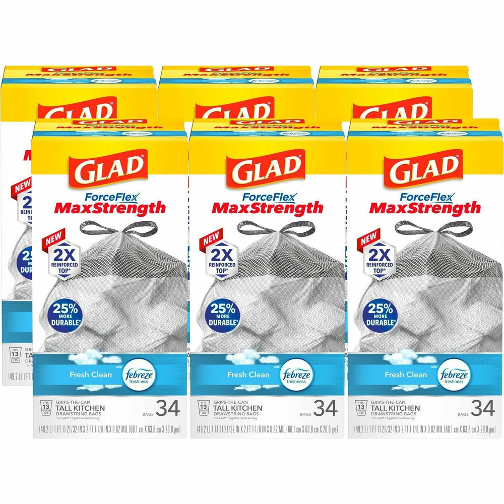 The Clorox Company Glad 70320BD Glad ForceFlexPlus Tall Kitchen Drawstring Trash Bags