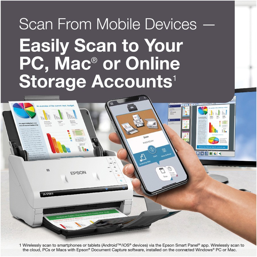 Epson Corporation Epson B11B263202 Epson DS-575W II Sheetfed Scanner - 600 x 600 dpi Optical