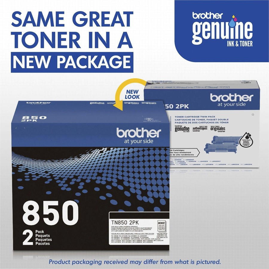 Brother Industries, Ltd Brother TN8502PK Brother TN-850 Original High Yield Laser Toner Cartridge - Twin-pack - Black - 2 / Box
