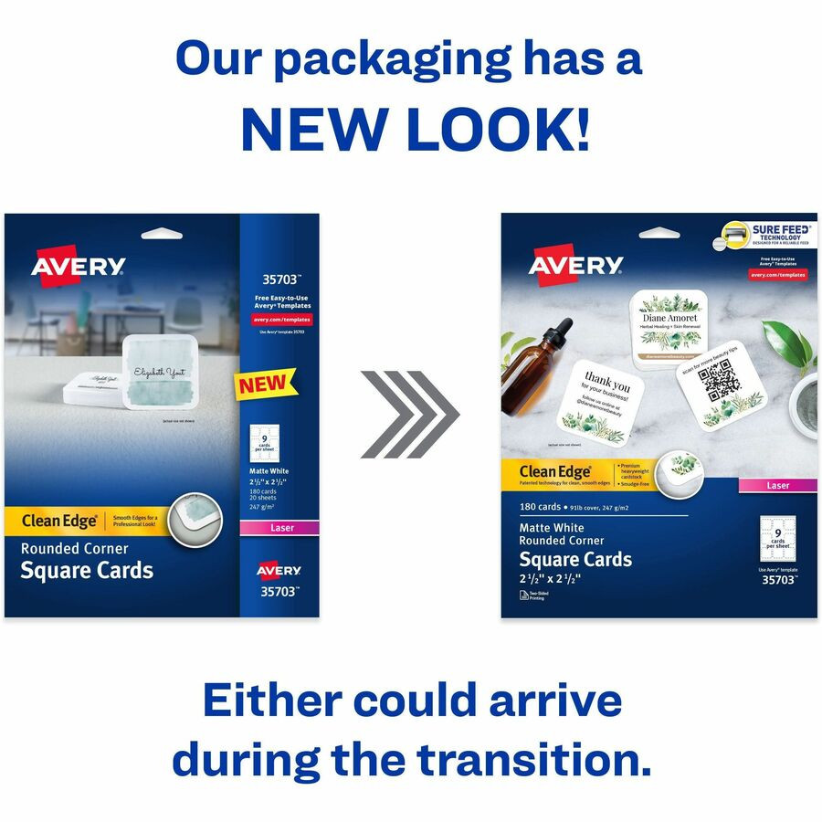 Avery Avery&reg; 35703 Avery&reg; Clean Edge Square Cards, Rounded Corners, 2.5" x 2.5" (35703)