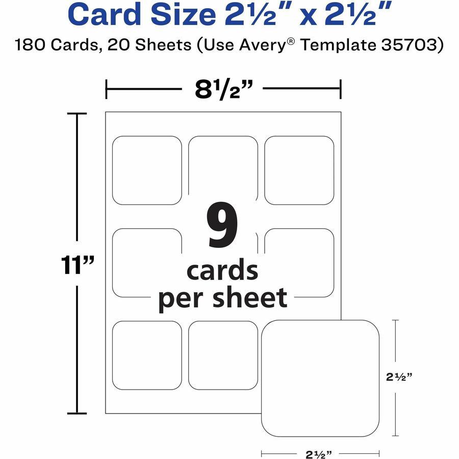 Avery Avery&reg; 35703 Avery&reg; Clean Edge Square Cards, Rounded Corners, 2.5" x 2.5" (35703)