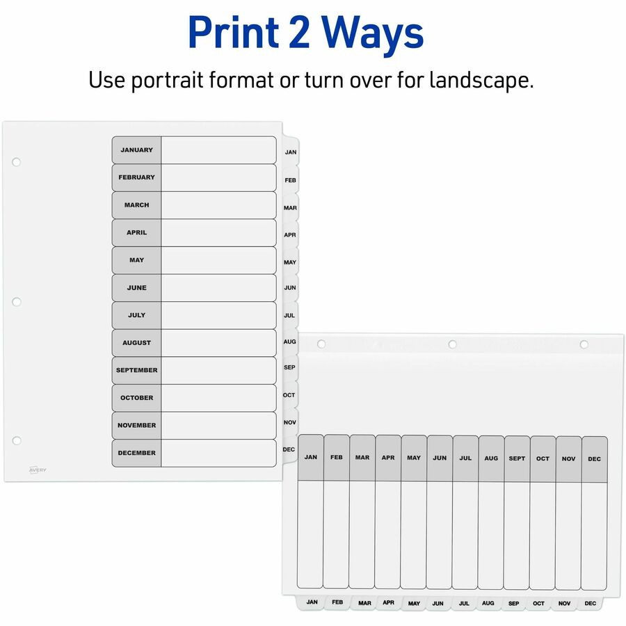 Avery Avery&reg; 11826 Avery&reg; Monthly Tab Table of Contents Dividers