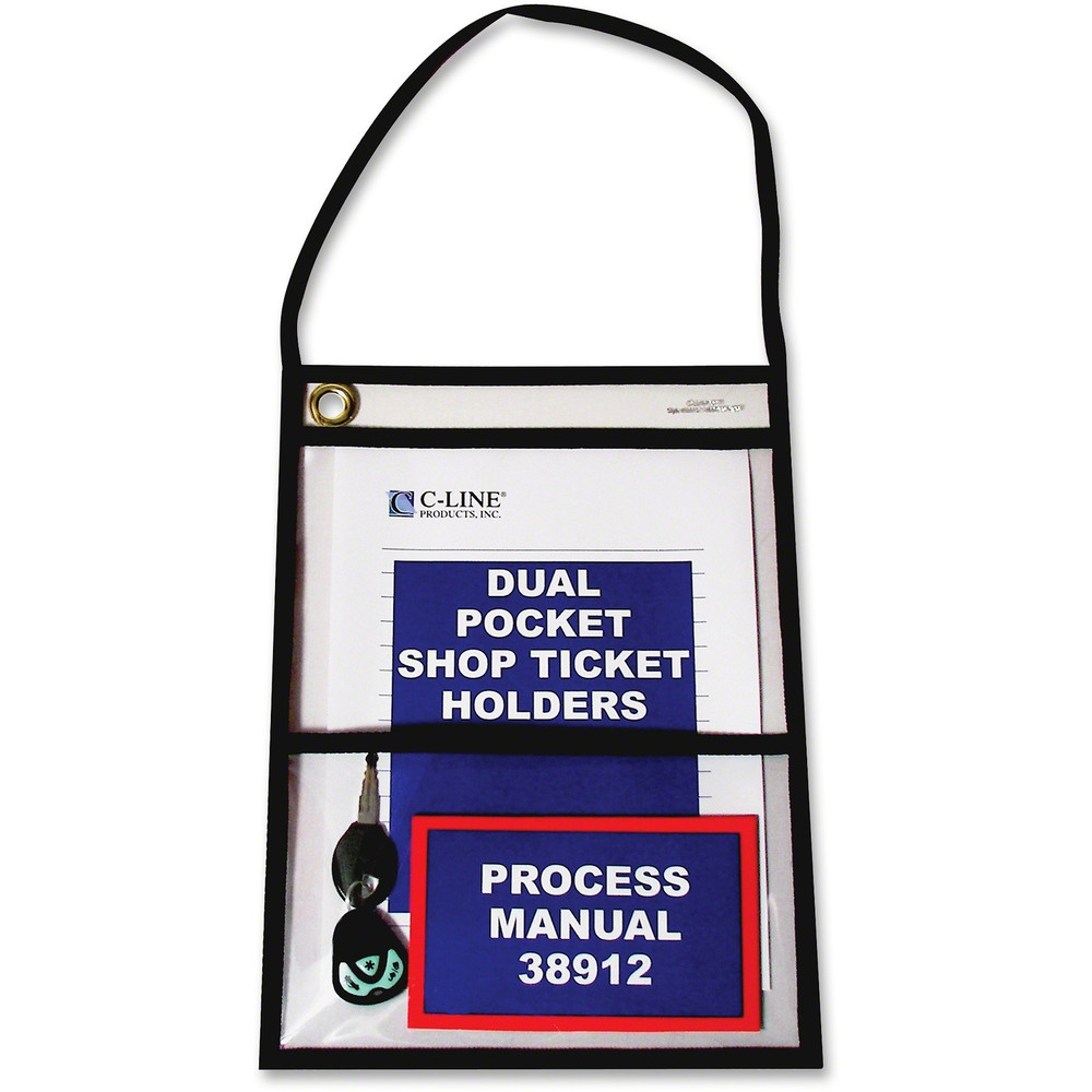 C-Line Products, Inc C-Line 38912 C-Line Two Pocket Shop Ticket Holders with Hanging Straps, Stitched
