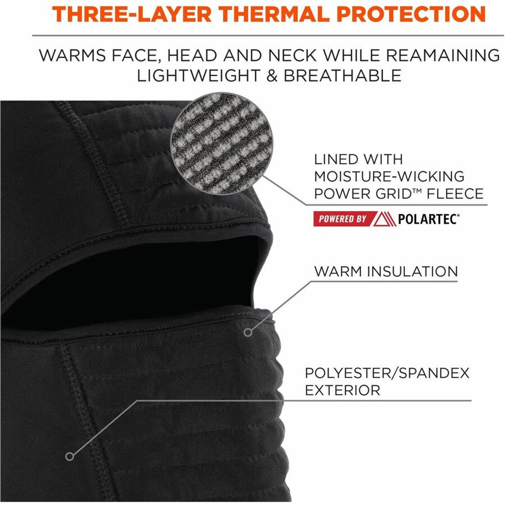 Tenacious Holdings, Inc Ergodyne 16955 Ergodyne 6955 Insulated Balaclava Face Mask - 3-Layer, Spandex, Polartec Power Grid