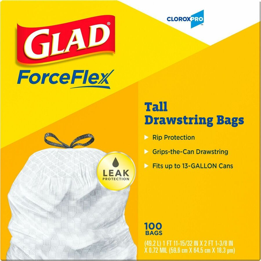 The Clorox Company Glad 78526PL Glad ForceFlex Tall Kitchen Drawstring Trash Bags