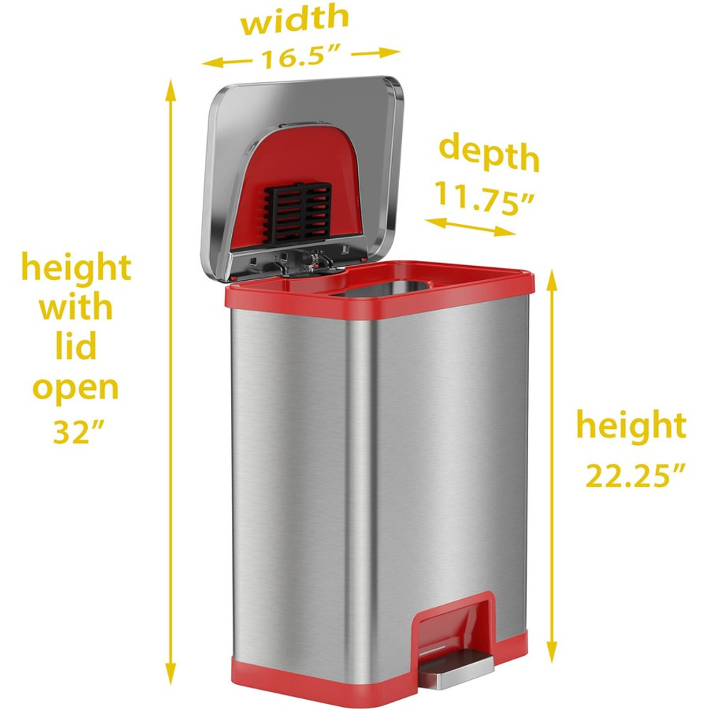 HLS Commercial HLS13SR HLS Commercial 13-Gallon Pedal-Sensor Trash Can HLS Commercial HLS13SR HLS Commercial 13-Gallon Pedal-Sensor Trash Can