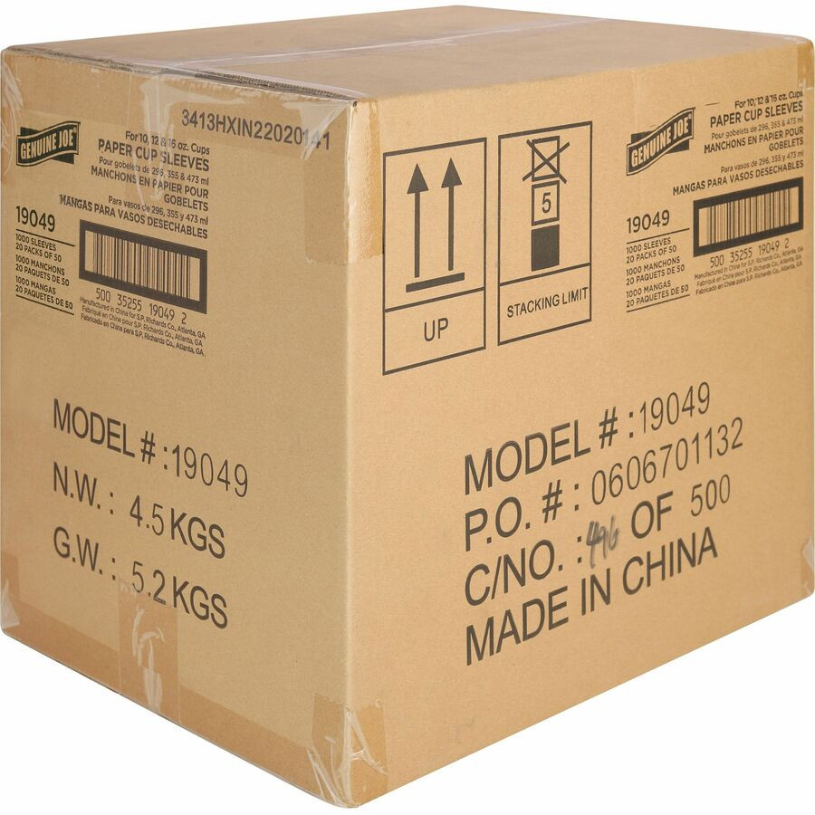 Genuine Joe 19049CT Genuine Joe Protective Corrugated Cup Sleeves