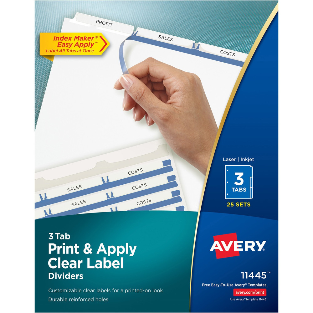 Avery Avery&reg; LSK3B Avery&reg; Print & Apply Clear Label Dividers - Index Maker Easy Apply Label Strip