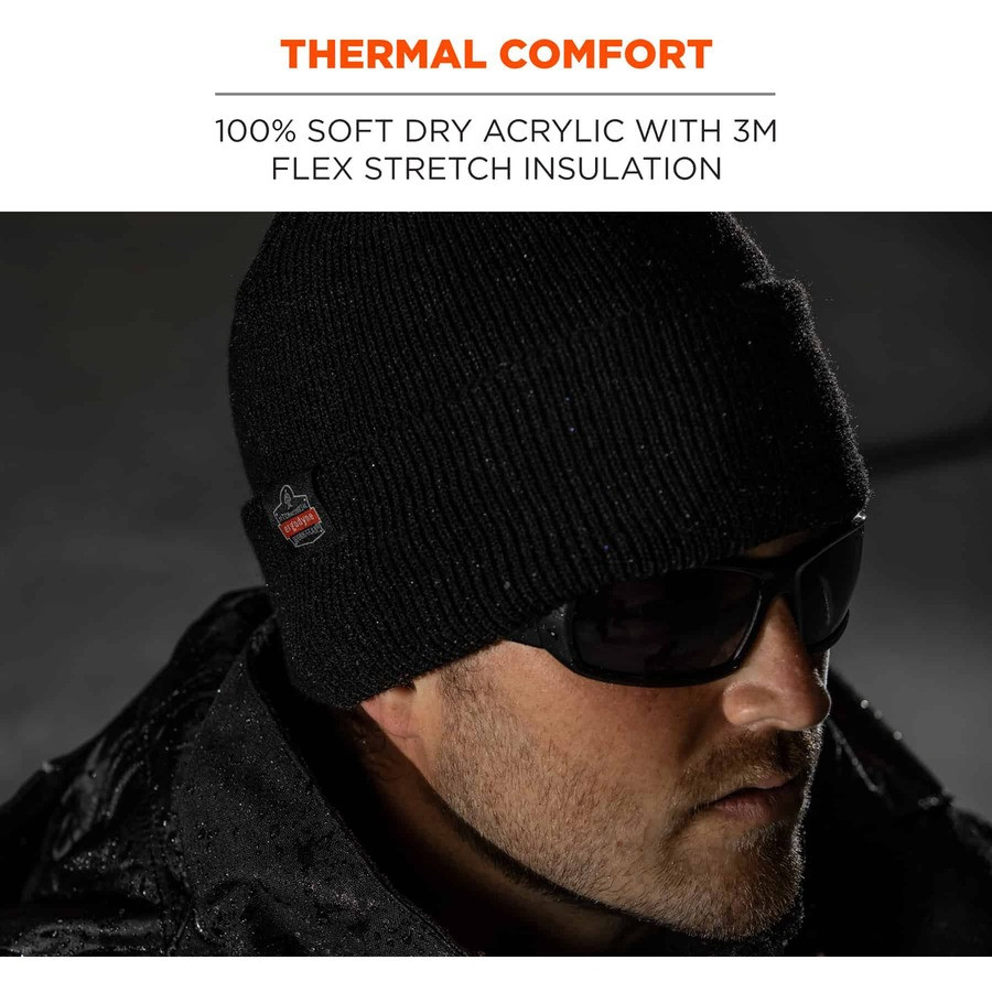 Tenacious Holdings, Inc Ergodyne 16801 Ergodyne 6811Z Rib Knit Hat with Zipper for Bump Cap Insert