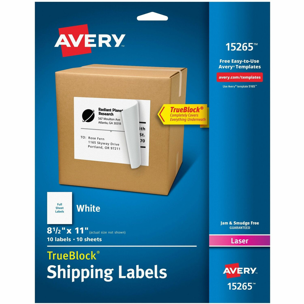 Avery Avery&reg; 15265 Avery&reg; Internet Shipping Labels, 8-1/2" x 11" , 10 Labels (15265)