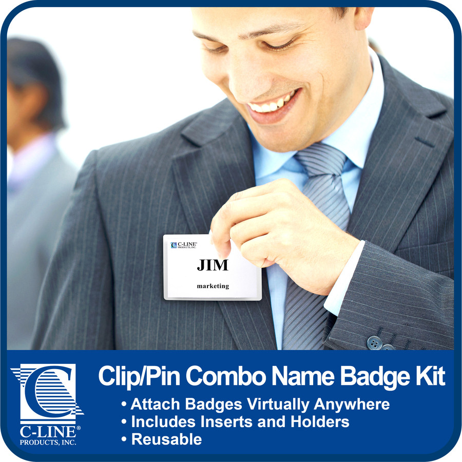 C-Line Products, Inc C-Line 95723 C-Line Clip/Pin Combo Style Name Badge Holder Kit