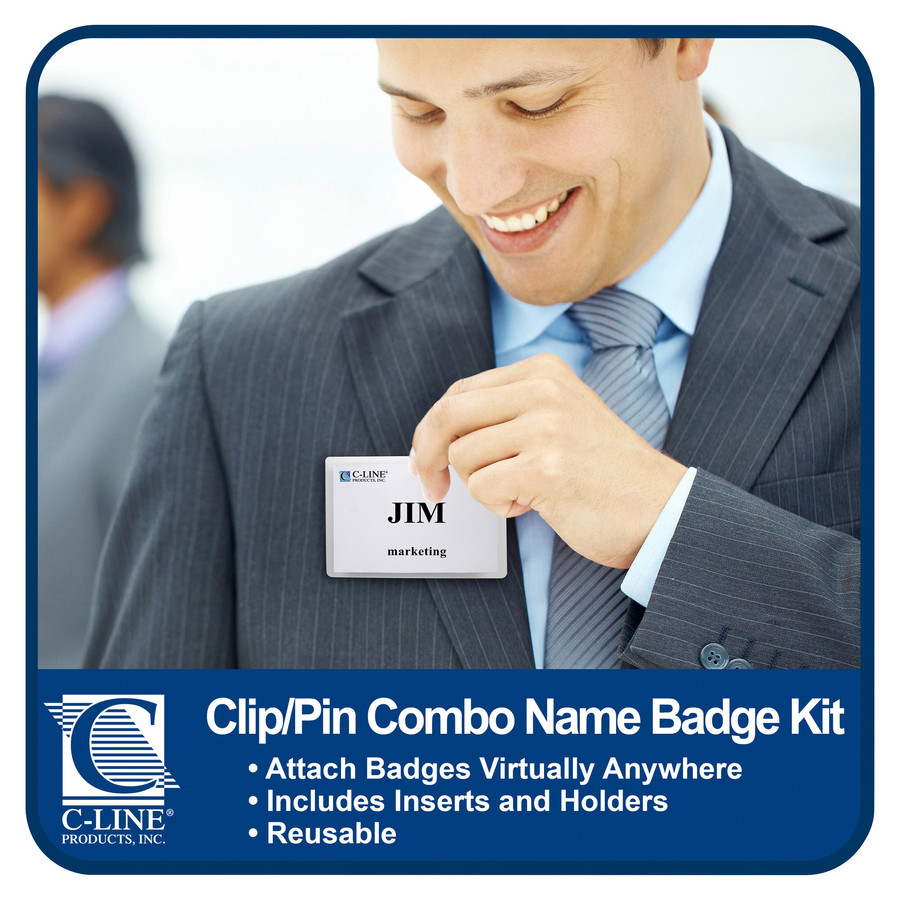 C-Line Products, Inc C-Line 95723 C-Line Clip/Pin Combo Style Name Badge Holder Kit