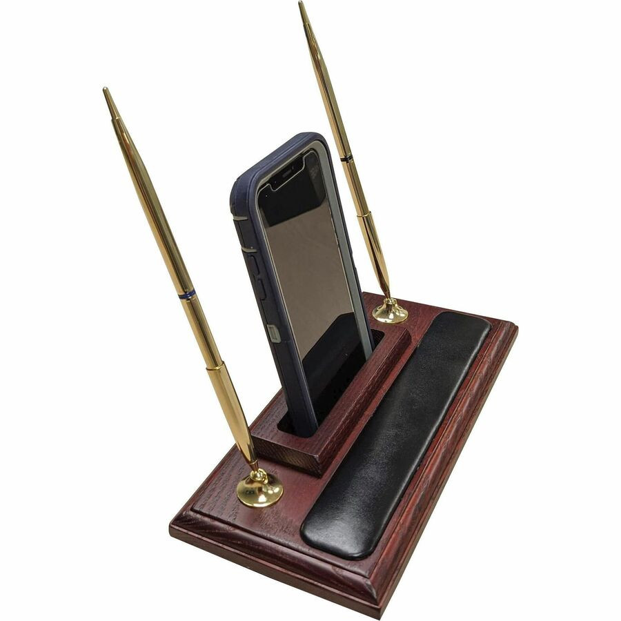 Dacasso Limited, Inc Dacasso A8012 Dacasso Rosewood & Leather Pen Stand/Cell Phone Holder
