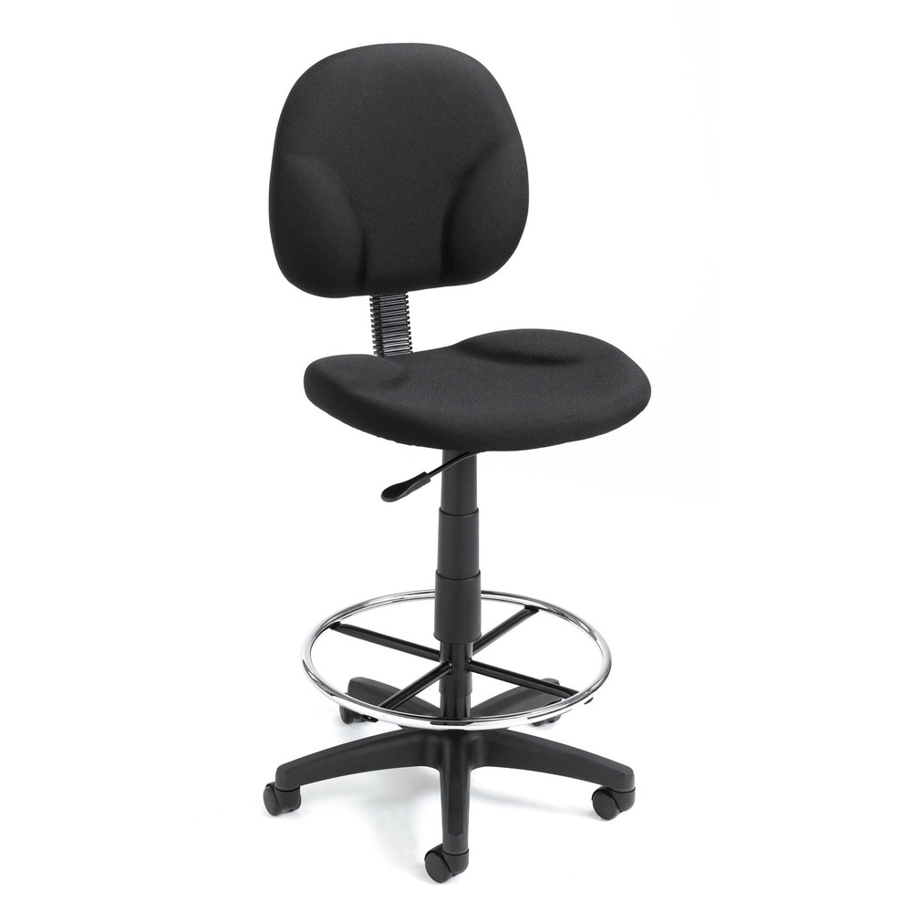 Norstar Office Products Inc Boss B1690-BK Boss Stand Up Fabric Drafting Stool with Foot Rest, Black