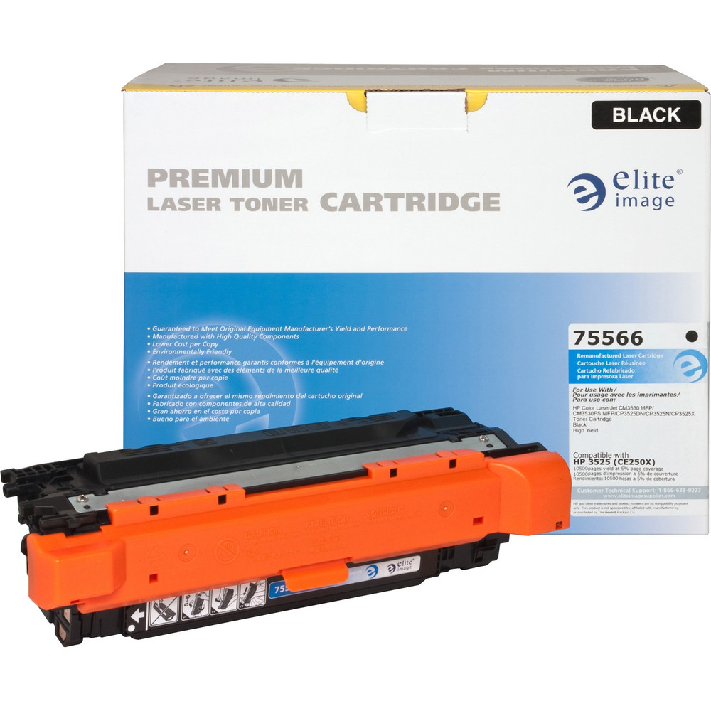 Elite Image 75566 Elite Image Remanufactured Laser Toner Cartridge - Alternative for HP 504X (CE250X) - Black - 1 Each
