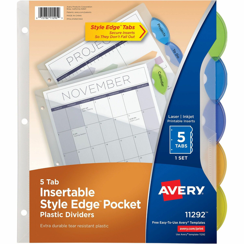 Avery Avery&reg; 11292 Avery&reg; Insertble Style Edge Plastic Pocket Dividers