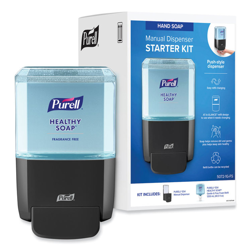 GO-JO INDUSTRIES PURELL® 50721GFS HEALTHY SOAP Gentle and Free Foam ES4 Starter Kit, 1,200 mL, Graphite