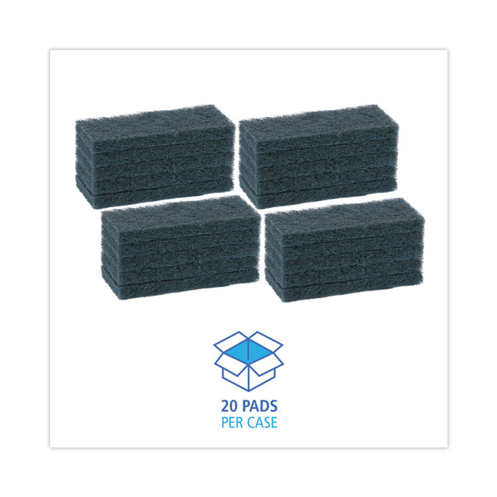 BOARDWALK 402 Medium-Duty Scour Pad, 10 x 4.63, Blue, 20/Carton