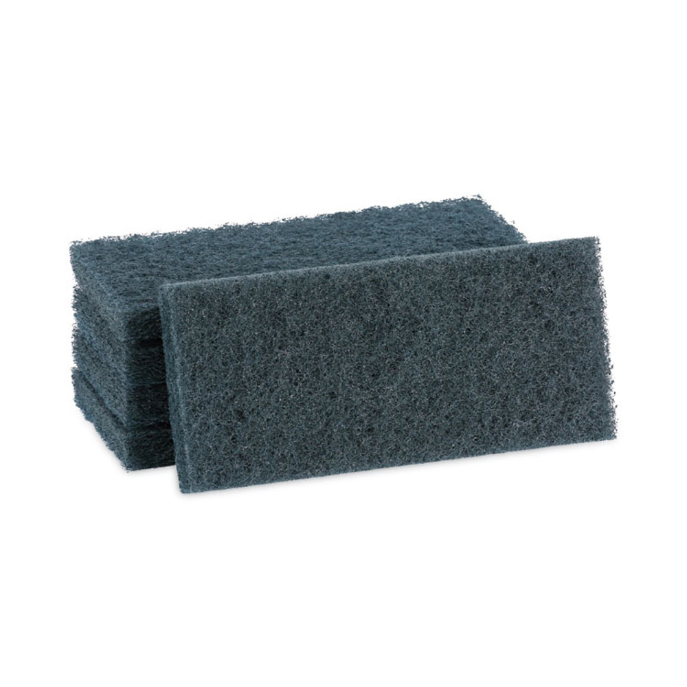 BOARDWALK 402 Medium-Duty Scour Pad, 10 x 4.63, Blue, 20/Carton