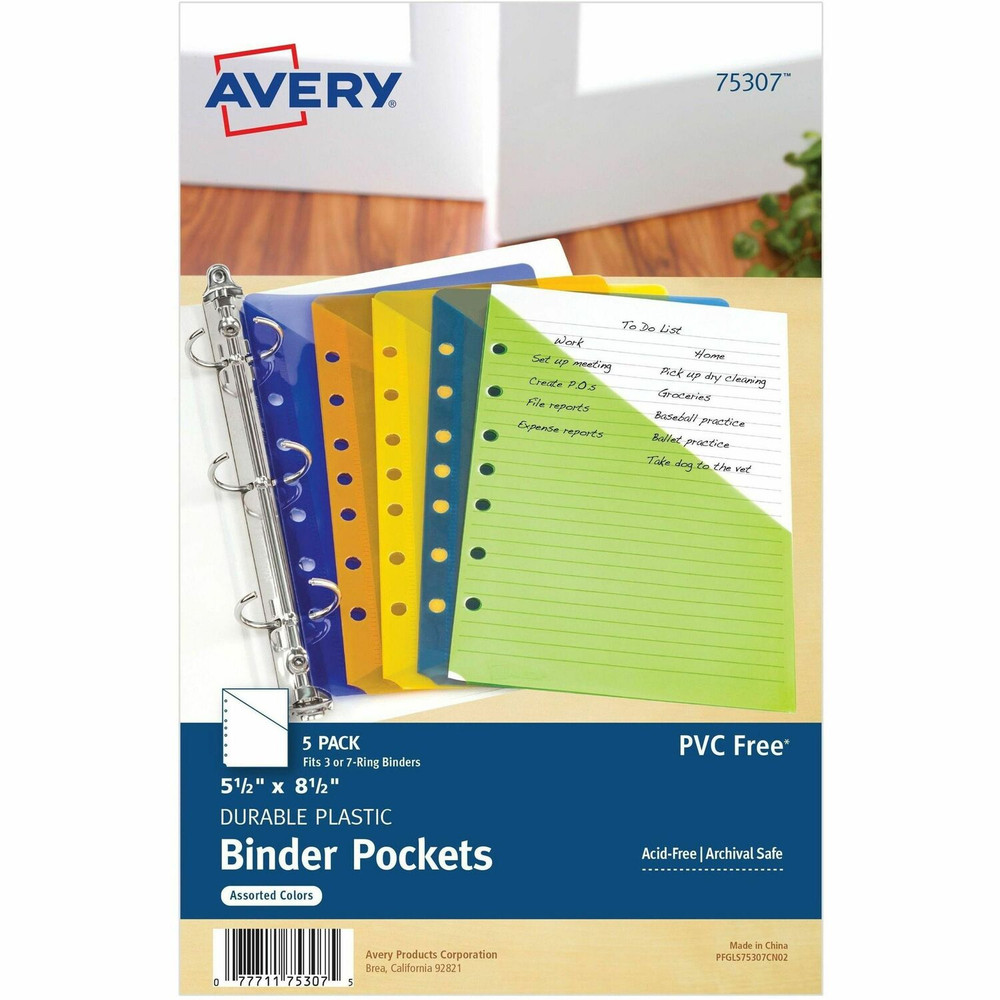 Avery Avery&reg; 75307 Avery&reg; Durable Mini Binder Pockets - For 3-Ring and 7-Ring Binders