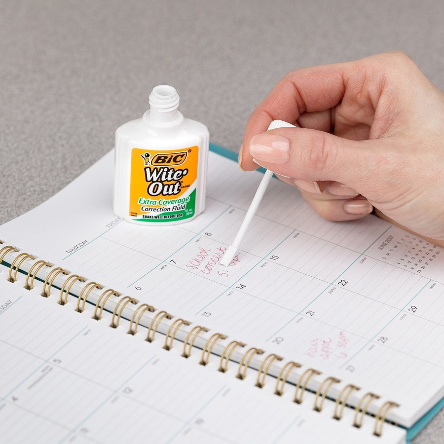 BIC WOFEC12-WHI BIC Extra Coverage Correction Fluid, White, 12 Pack