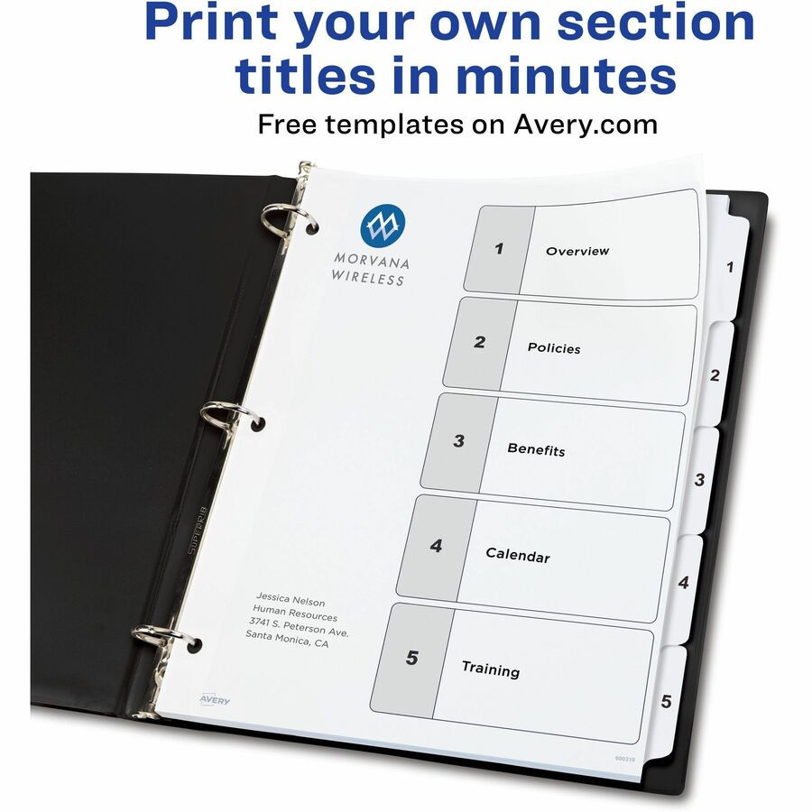 Avery Avery&reg; 11130 Avery&reg; Ready Index&reg; Table of Contents Dividersfor Laser and Inkjet Printers