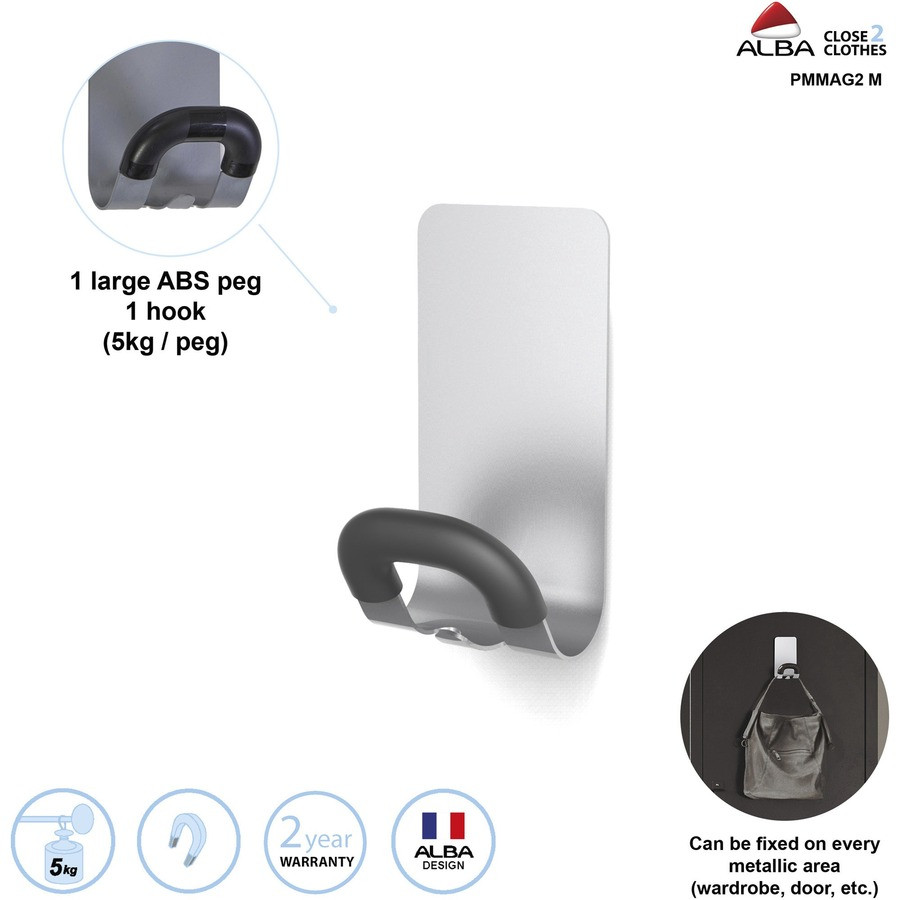 Alba, Inc Alba PMMAG2MCT Alba Magnetic Coat Hook
